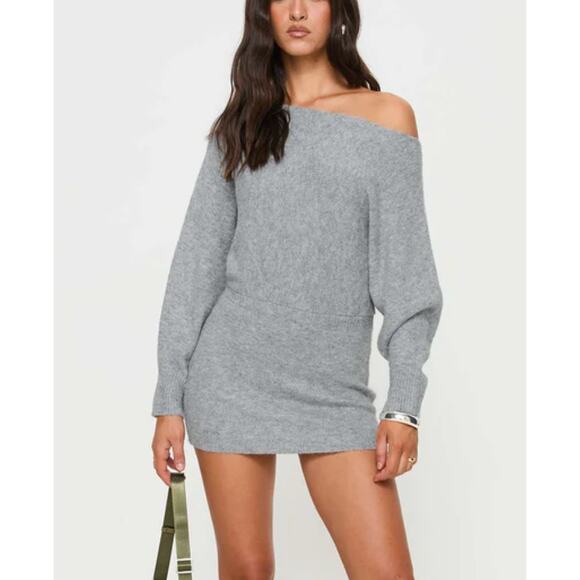 NWT Princess Polly PEREGRINE COLD SHOULDER MINI DRESS GREY size S/M - Picture 1 of 7